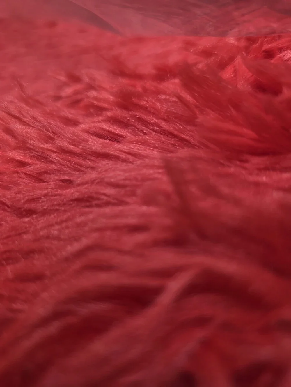 3 Piece Shaggy Red Faux Fur & Non Slip Grip Bathroom Decor Accessories Rug Set